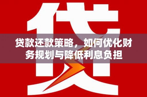 晋宁贷款还款策略，如何优化财务规划与降低利息负担