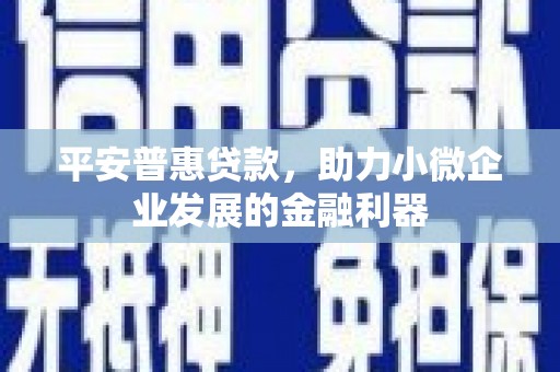 晋宁平安普惠贷款，助力小微企业发展的金融利器