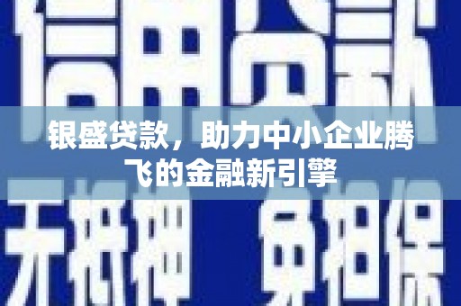 晋宁银盛贷款，助力中小企业腾飞的金融新引擎