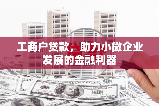 晋宁工商户贷款，助力小微企业发展的金融利器