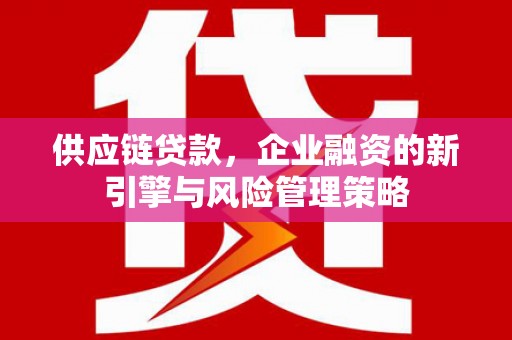 晋宁供应链贷款，企业融资的新引擎与风险管理策略