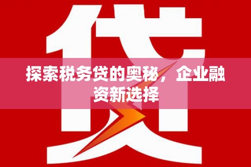 晋宁探索税务贷的奥秘，企业融资新选择