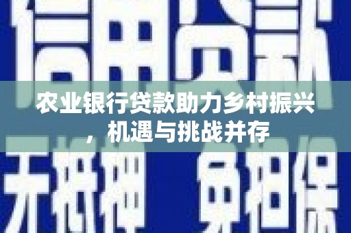 晋宁农业银行贷款助力乡村振兴，机遇与挑战并存